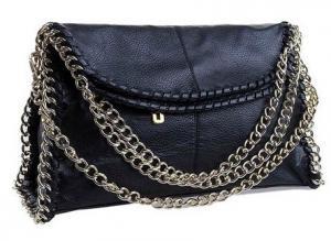 Romwe - Retro Style Chain Detailed Black Bag, The Latest Street Fashion