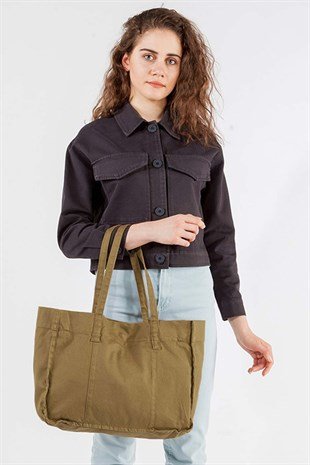 Yazın Yeni Trendi Modaya Uygun Çantalar - Kumas Omuz Cantasi Hardal 5131